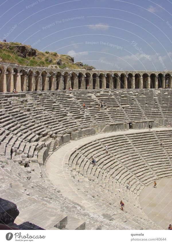 Theatre in Aspendos/Cutout Seating Row of seats Light Architecture Stairs Old Graffiti