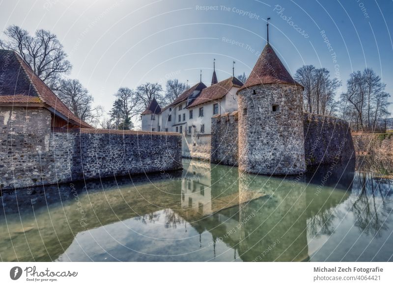 HDR image of the famous castle in Hallwyl in Switzerland Trip Lock hallwyl Castle Historic Architecture Building Tourist Attraction Fortress Landmark Deserted