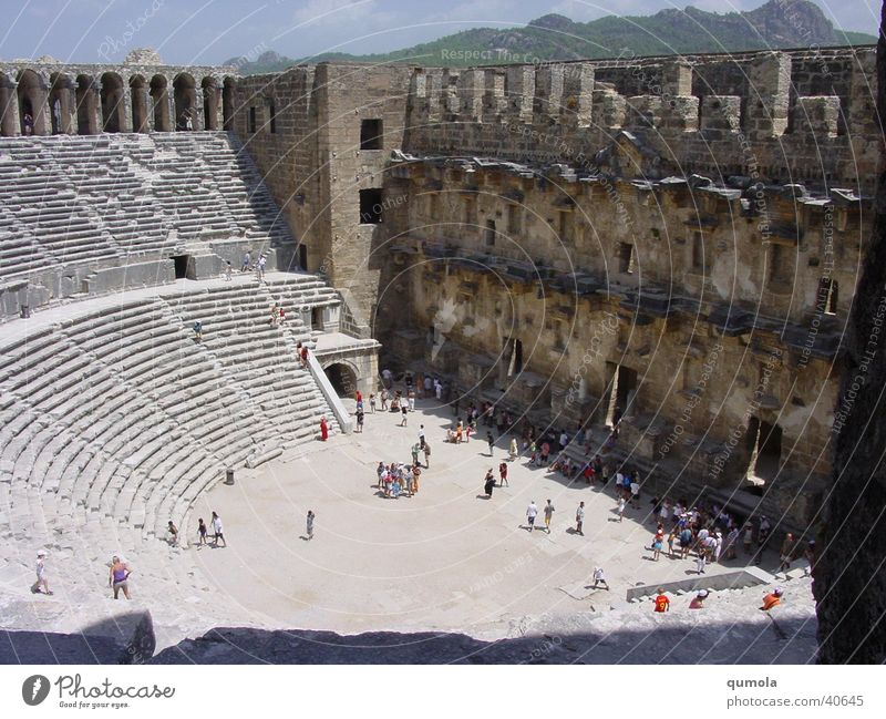 Theatre in Aspendos Colour photo Exterior shot Day Light Shadow Sunlight Central perspective Vacation & Travel Tourism Sightseeing Summer vacation Stands