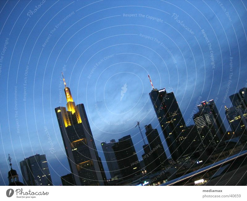 Skyline Frankfurt Dusk High-rise Architecture Light Twilight