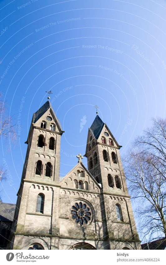 The Immerather Cathedral St. Lambertus. The church was demolished on 08.01.2018 by the energy provider RWE as well as the whole village to extract the underlying brown coal.The holes in the towers testify to the salvage of the bells.