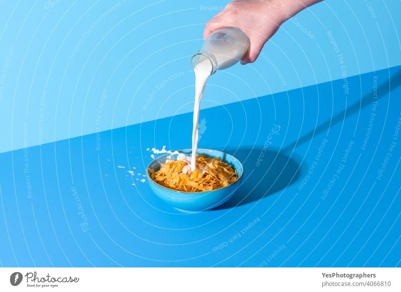 Royalty-Free photo: White ceramic bowl with cereals and milk