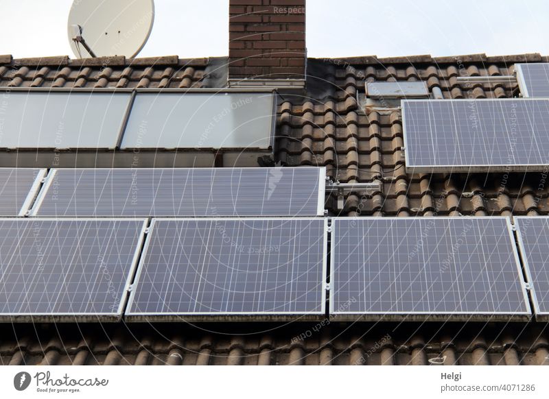 Photovoltaic system on the roof of a house II photovoltaics photovoltaic system stream power supply Energy generation Solar Power Renewable energy