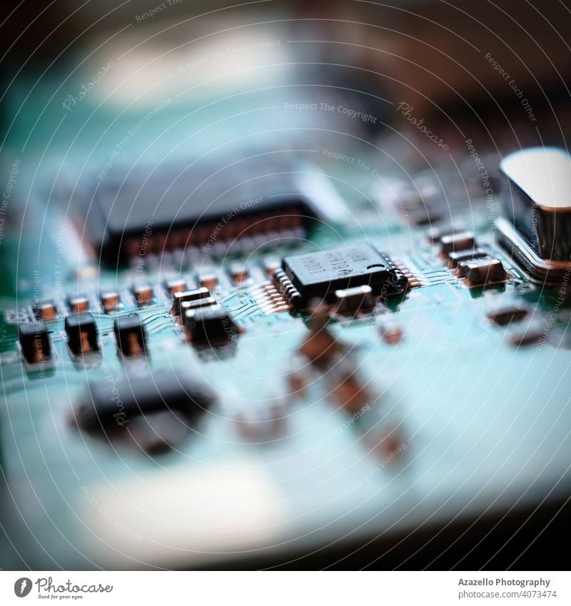Circuit board in blur. Blurry image of a circuit board. radio equipment technology blurred bokeh chip circuitry close closeup communication component cpu