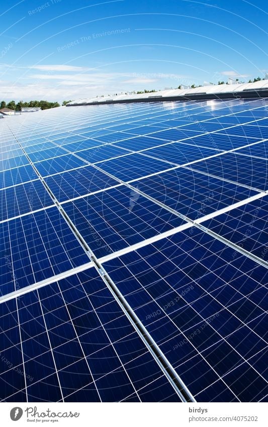 An area of many photovoltaic panels. Solar power plant on an industrial roof , many solar panels , photovoltaics Solar Power Solar Energy photovoltaic system