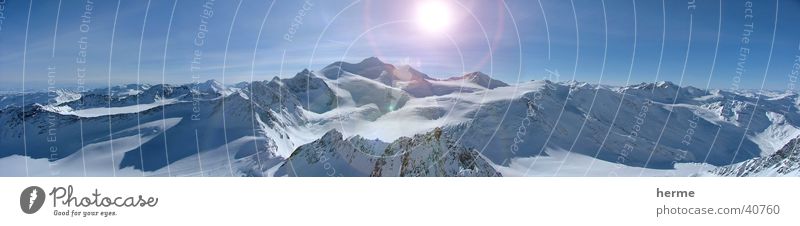 Wildspitze, Snowboarding in Austria Sun Winter Winter vacation Mountain Ski run Ski resort Sky Horizon Sunlight Beautiful weather Ice Frost Alps Peak