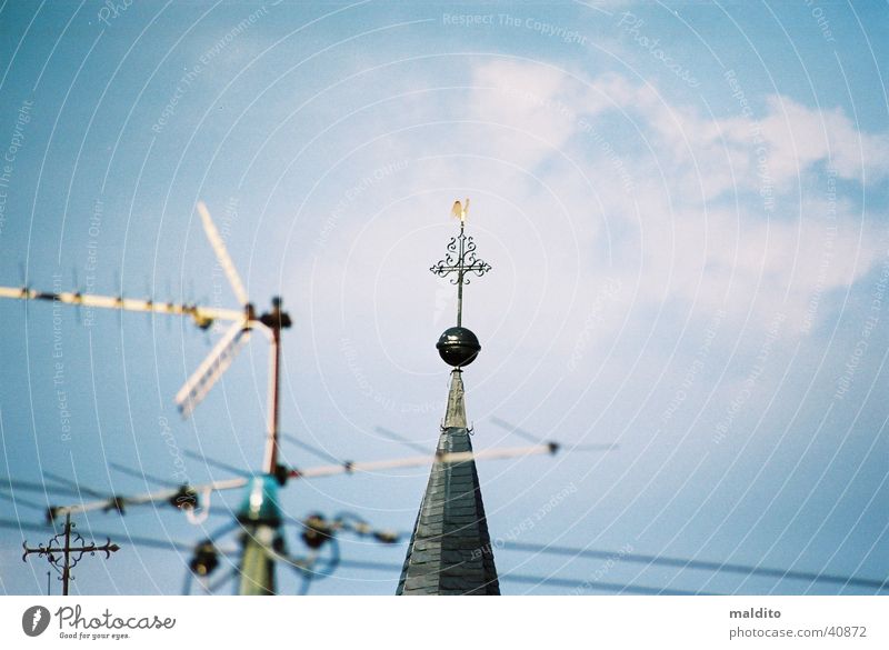 steeple top Antenna Religion and faith Church spire Clouds House of worship Sky