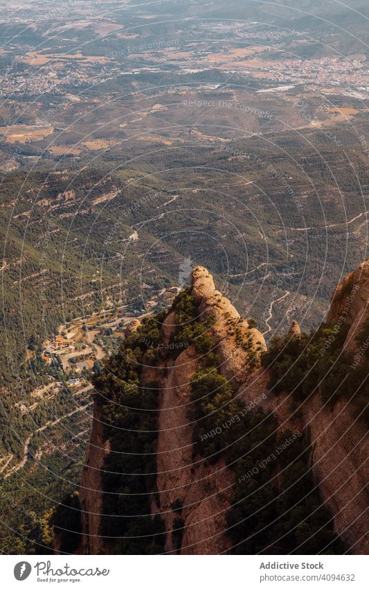 Views of the mountain of Montserrat panorama mountains catalonia spain sunset climb climbing natural landmark tourism summer europe destination natural light