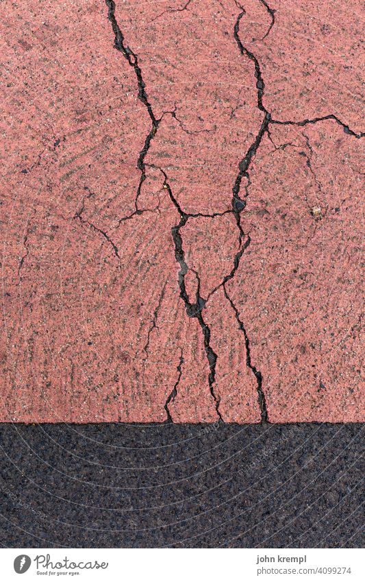 Pull yourself together! Concrete floor Asphalt asphalt surface Crack & Rip & Tear Decline mark path marking Floor covering Weathered weathering
