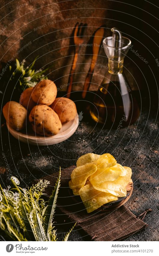 French fries in paper bag, studio shot stock photo