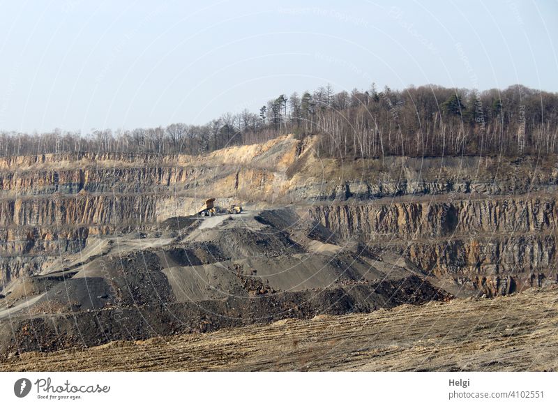 Rock layers in the quarry Quarry stone rock strata Rock mining Sandstone argillaceous schist Hardstone layers Seam Slate Clay rock Industrial plant Fossil