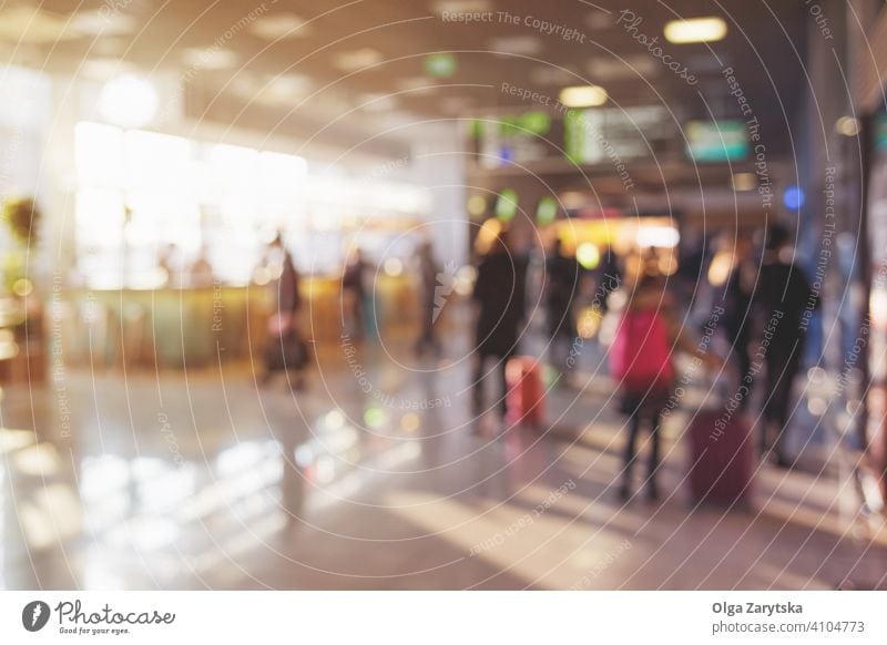 Blurred people with luggage in airport. blur background silhouette person modern travel interior transportation journey terminal crowd passenger departure