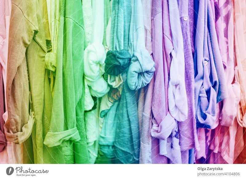 Rainbow background with clothes. - a Royalty Free Stock Photo from