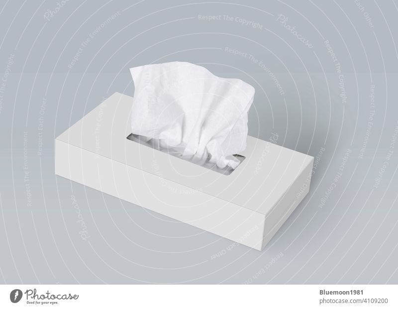 tissue box on light gray background mock-up editable change paper isolated napkin template white facial product soft cardboard cleaner disposable health label