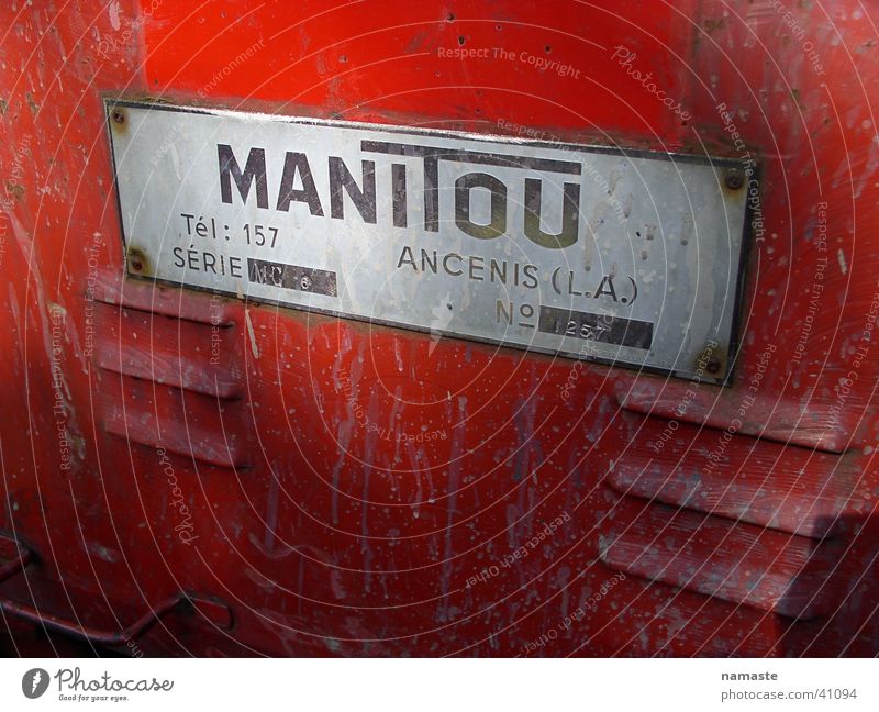 manitou Red Tractor Electrical equipment Technology Characters label Old