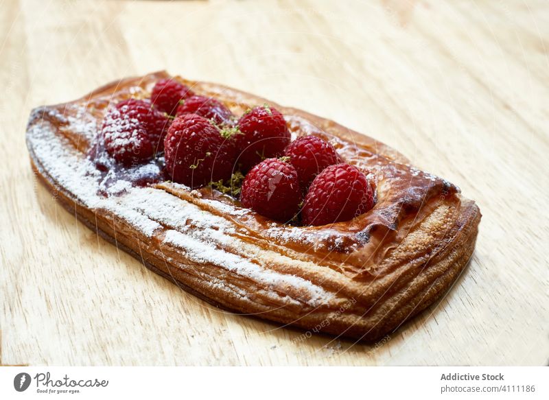 Delicious puff pastry with fresh berries strawberry delicious dessert bakery food sweet tasty homemade baked yummy gourmet snack portion cake meal cuisine