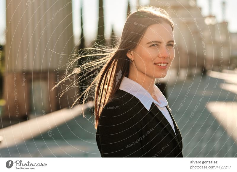 Portrait of young woman walking outdoors. stylish urban street lifestyle city brunette sombrero day people one elegance looking clothing elegant casual person