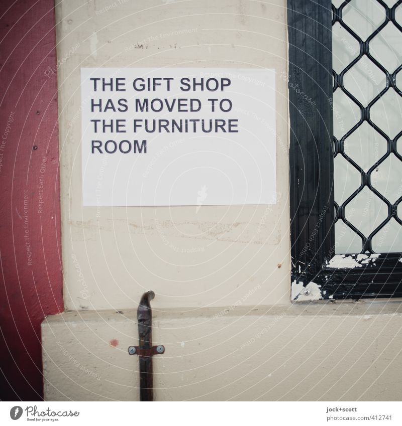 poison shop Wall (building) Window frame Metal grid Paper Sharp-edged Simple New Hospitality Shopping Services Change English Gift Typography Clue