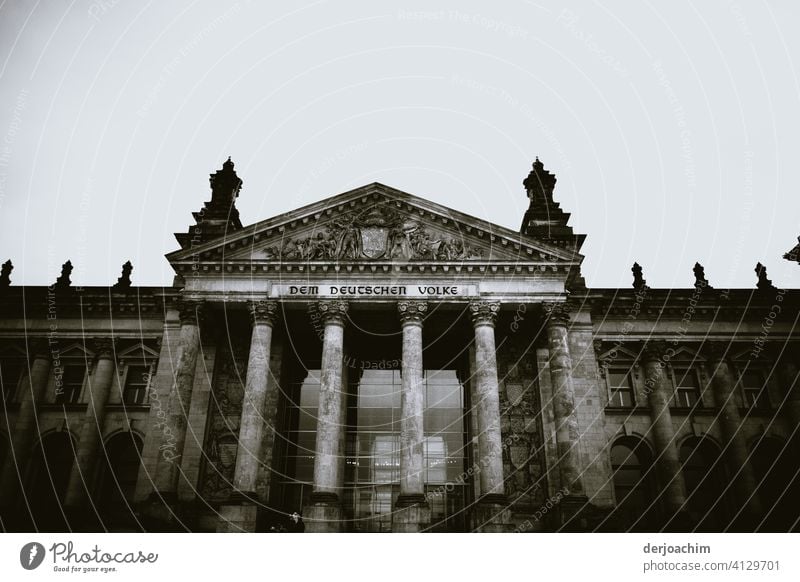 " Dem Deutschen Volke " // Building and Bundestag Berlin Reichstag Landmark Government Germany Seat of government Architecture Parliament Capital city Deserted