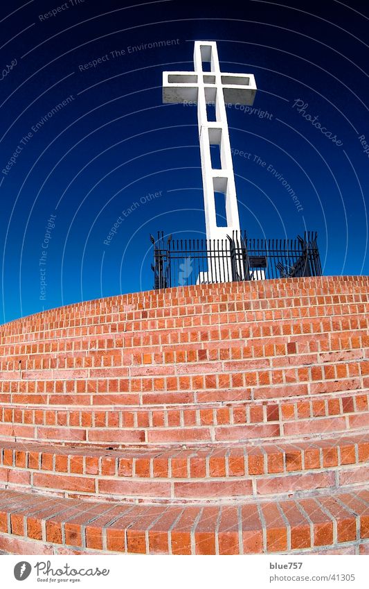 Mt. Soledad 2 War monument White Fence Grating Black Brick Red Architecture Back Stairs Sky Beautiful weather Blue
