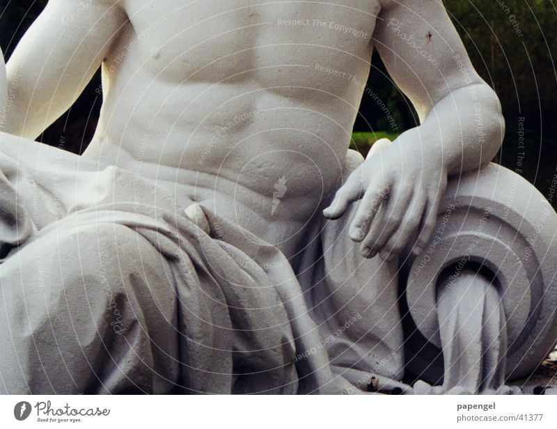old washboard stomach Sculpture Poseidon Masculine Exhibition Trade fair Marble Stomach Musculature