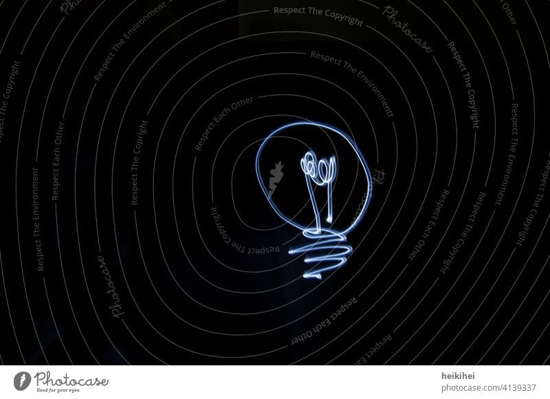 Lightpainting - light bulb on black background Electric bulb Glow Idea incursion Invention smart Illuminate light painting Drawing Earmarked Brilliant