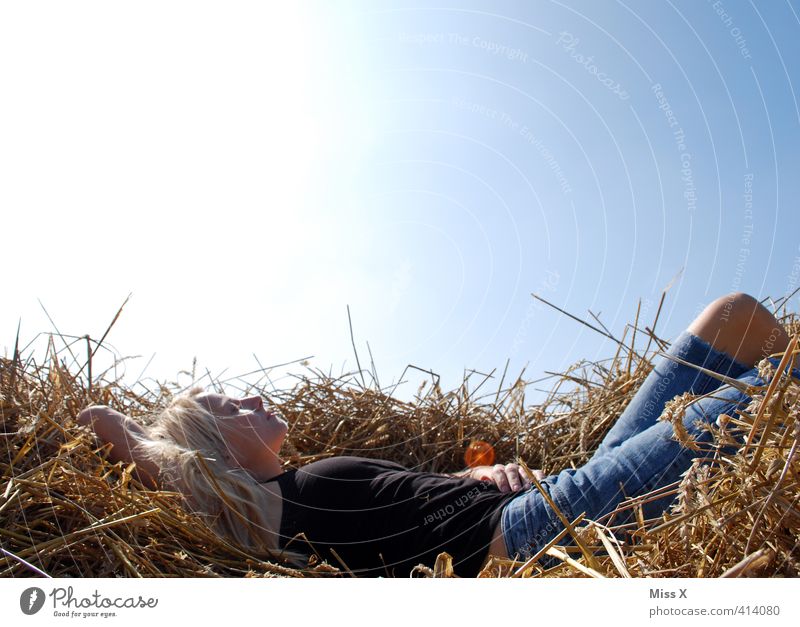 Woman in straw Wellness Harmonious Well-being Contentment Relaxation Calm Meditation Trip Freedom Summer Sun Sunbathing Human being Feminine Young woman