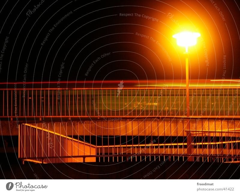 Static dynamics or sun on the stem Street lighting Lamp Light Long exposure Cottbus Handrail Dynamics Car Sun on a stick Construction