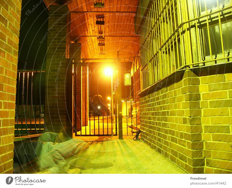 do the night Night Lantern Grating Ghosts & Spectres  Wall (barrier) Roof Window Long exposure Artificial light Gate calau