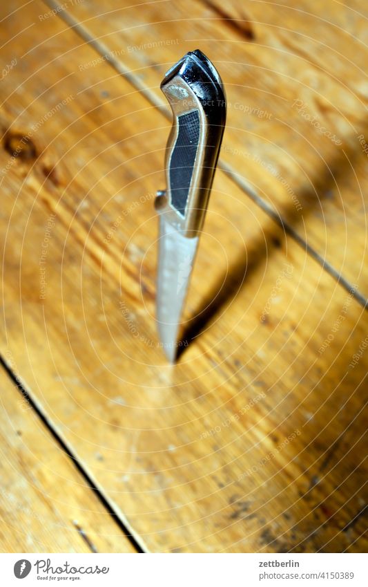 Knife in the ground Ground planks Floorboards dagger entry Wood kitchen knife Knives knife thrower Stand Sting Crime weapon Weapon
