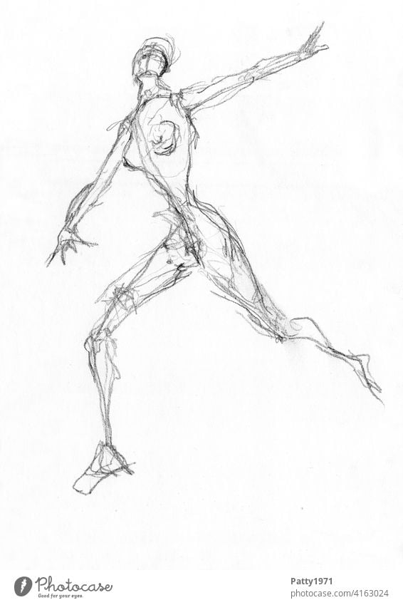 Abstract pencil drawing of nude woman running Woman sketch Naked Nude photography Dramatic Running Escape Woman's body Female nude Feminine Chest Drawing