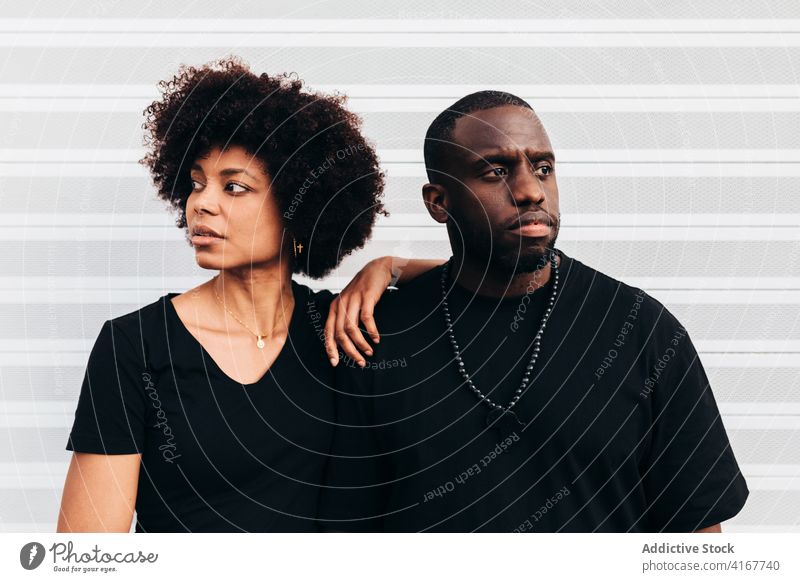Black cool couple posing over white background portrait black african person young happy male adult american man casual guy handsome face people confident
