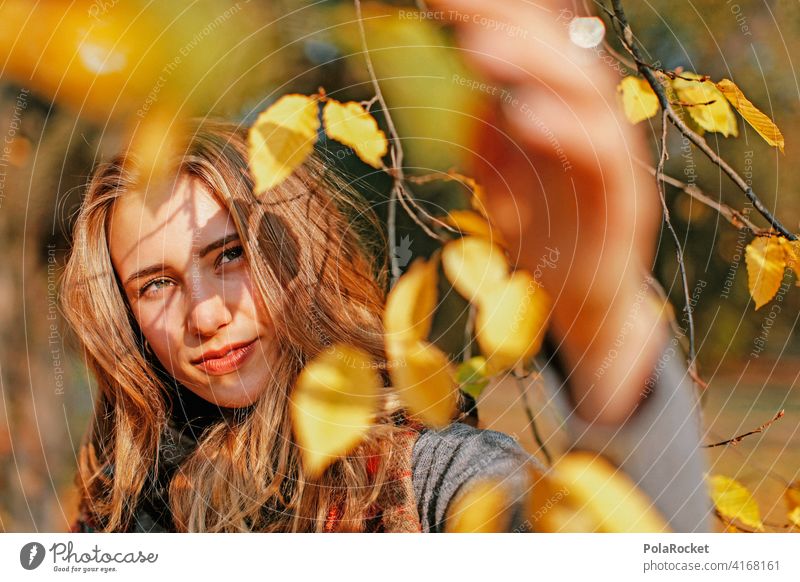 #A9# View into the autumn Model Woman Face Autumn Autumnal Autumnal colours Early fall Automn wood Autumnal landscape autumn mood Young woman Nature Experience