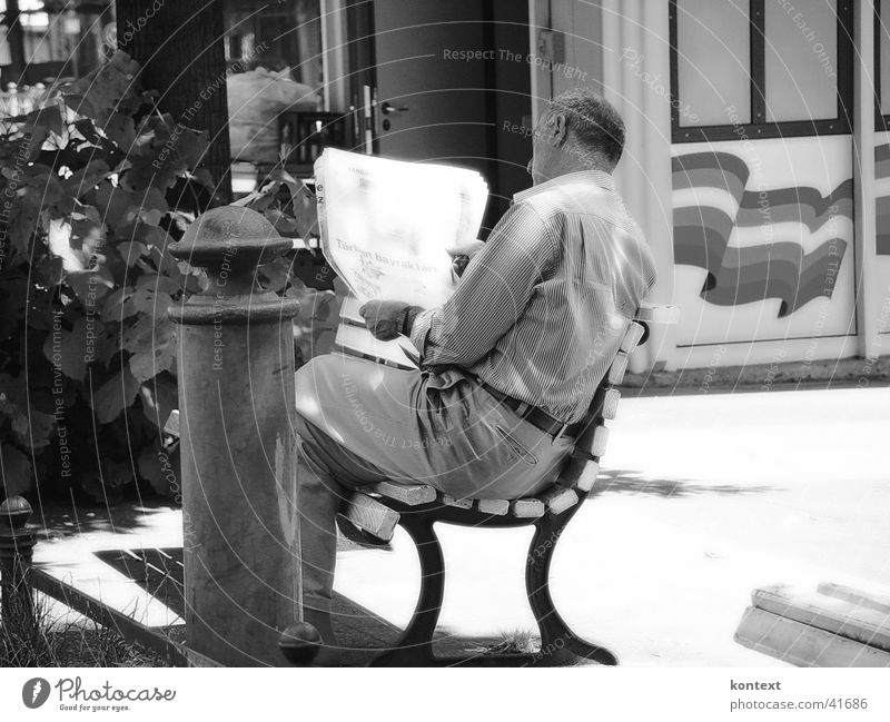 you with newspaper Newspaper Reading Park bench Man Contentment