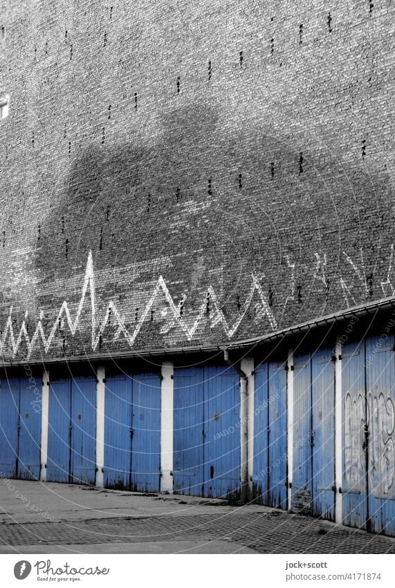 almost forgotten garages from another time Garage GDR Architecture Prenzlauer Berg Fire wall Retro Ravages of time Past Old Weathered Authentic Gloomy Facade