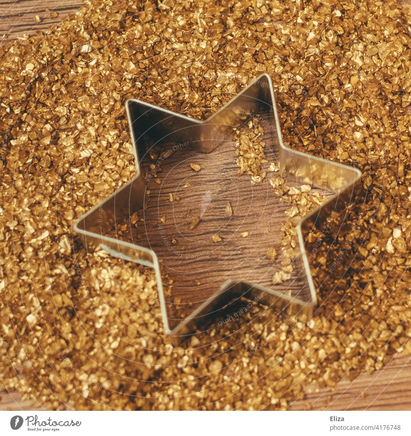 Star with gold as Christmas decoration Stars golden cookie cutter Christmas & Advent Christmassy Decoration Christmas star Kitsch Gold