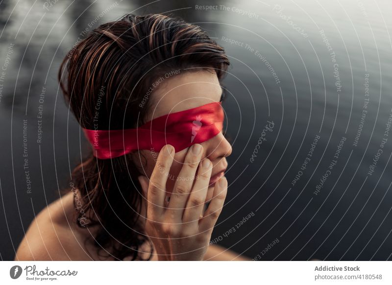 Blindfolded Woman Stock Photo, Royalty-Free