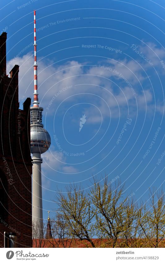 Television tower behind the Märkisches Museum alex Alexanderplatz Architecture Berlin Office city Germany Twilight Worm's-eye view radio and ukw tower