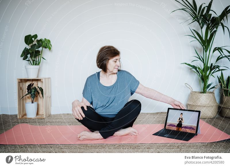 Close Up of Mature Caucasian Senior Woman Practicing Yoga Pose at Home.  Healthy Lifestyle Stock Image - Image of position, yoga: 217398721