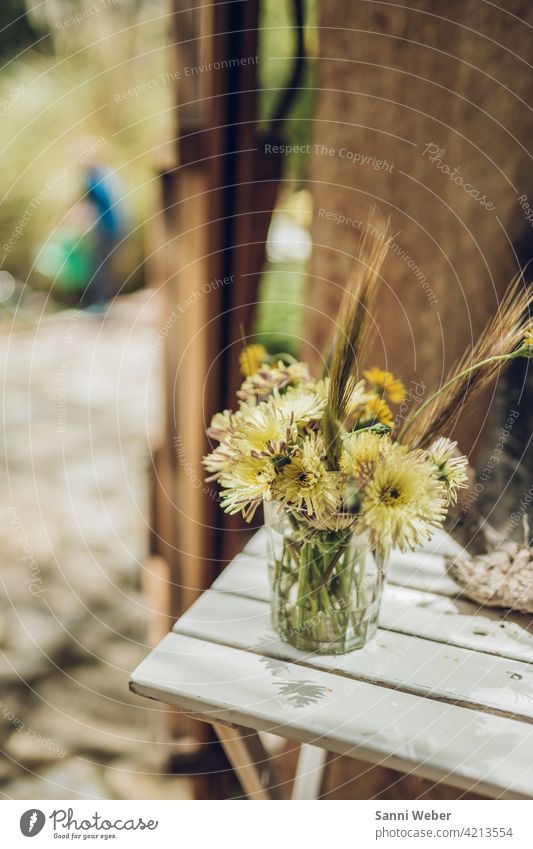 Bouquet in vase Flower Blossom Plant Nature Green Blossoming Colour photo Deserted Leaf Day