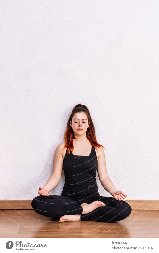 Yoga Woman in Meditation Sitting in Lotus Pose Female Meditating Stock  Photo