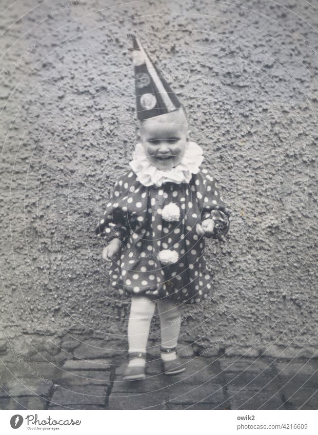 1968, wild time little boy Clown Costume carnival cladding Funny Feasts & Celebrations Happiness Joy Infancy Child Looking into the camera Anticipation