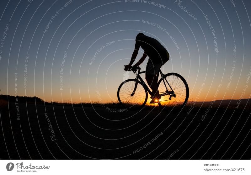 sunset cyclist Lifestyle Leisure and hobbies Vacation & Travel Trip Cycling tour Sports Fitness Sports Training Sportsperson Bicycle Human being Man Adults Body