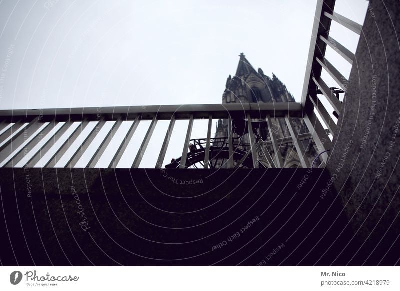 Cologne at the bottom Cologne Cathedral Dome Tourist Attraction Landmark Town Church Religion and faith Sky Manmade structures Architecture Worm's-eye view
