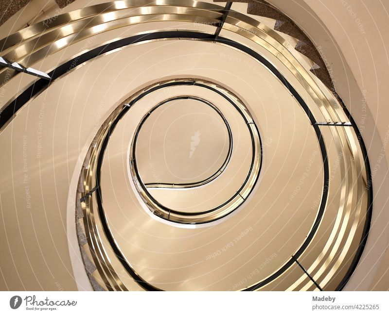 Spiral staircase in a listed building from the fifties in the West End of Frankfurt am Main in Hesse staircases Staircase (Hallway) Banister Winding staircase
