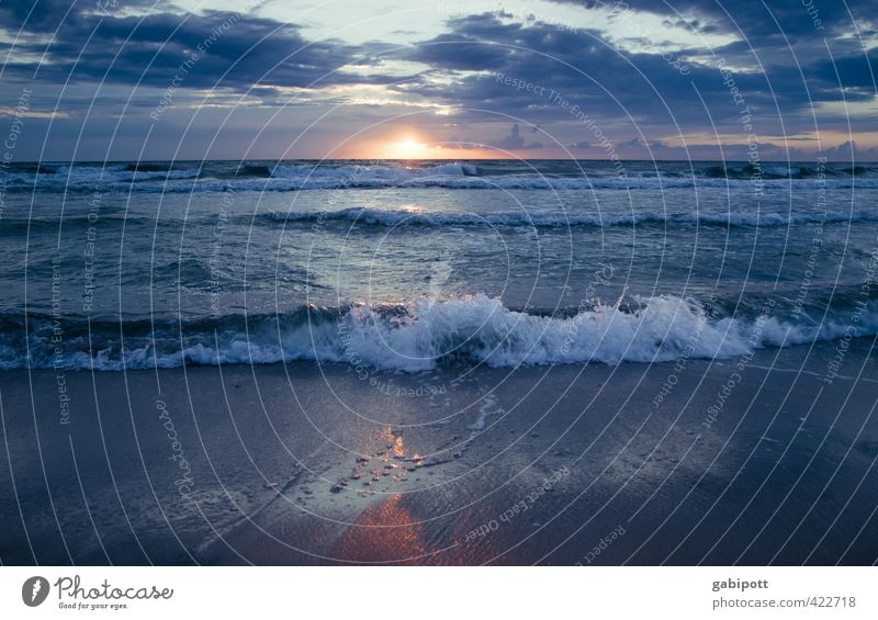 Baltic Sea magic Nature Landscape Elements Water Sky Clouds Horizon Sunrise Sunset Summer Weather Beautiful weather Waves Coast Beach North Sea Ocean