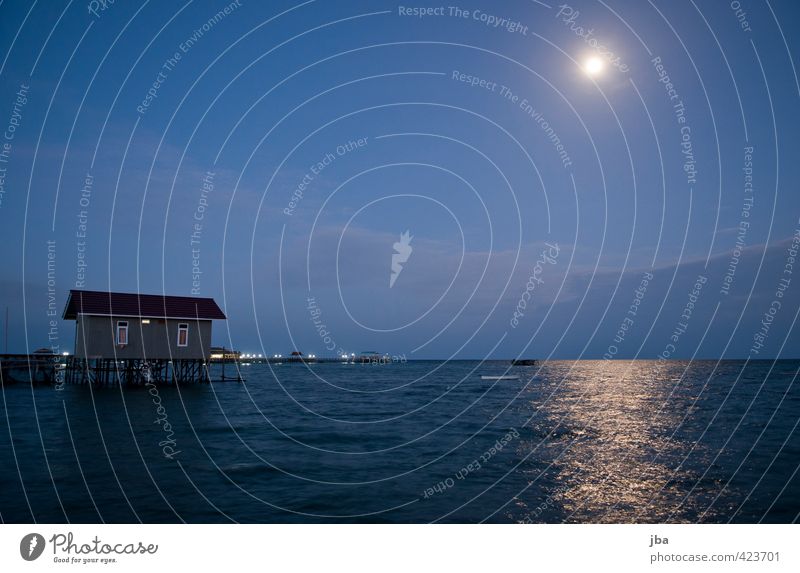 Moon over Derawan Well-being Relaxation Calm Vacation & Travel Tourism Far-off places Summer Summer vacation Ocean Island House (Residential Structure) Nature
