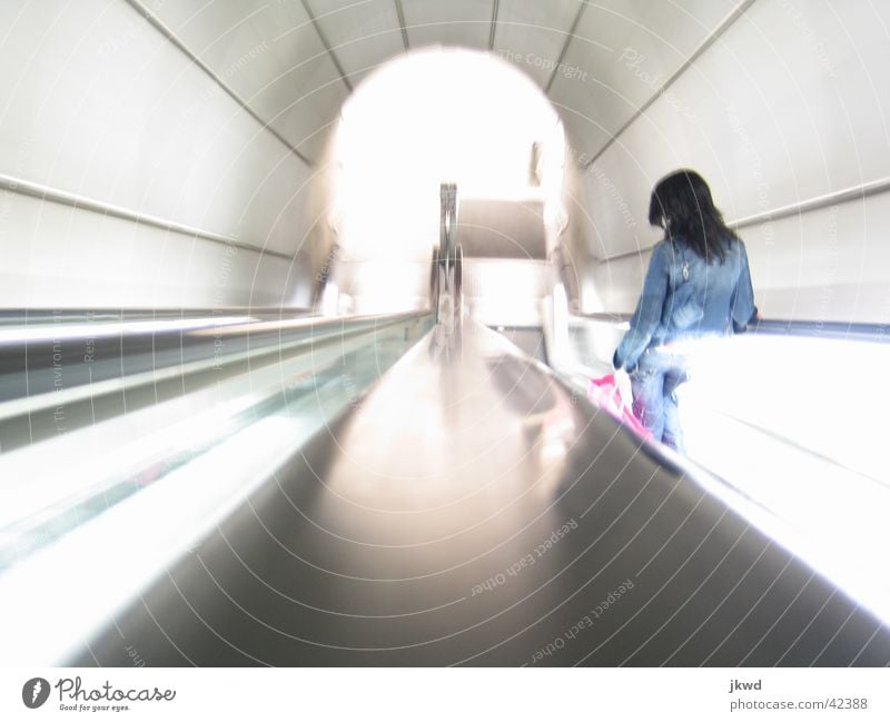 Light Fosteritos Bilbao Spain Basque Country Speed Means of transport Underground Escalator Subsoil Tunnel Woman Style Long exposure Architecture Logistics
