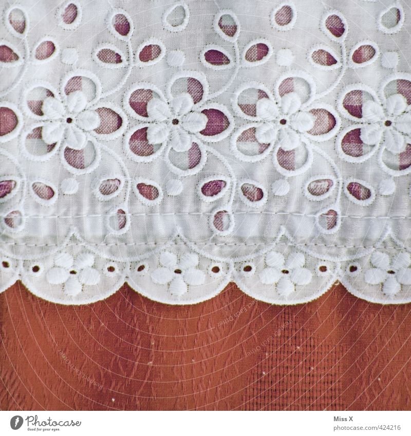 doily Decoration Clothing Red Flowery pattern Lace Handcrafts Sewing Checkered Cloth pattern Drape Tablecloth Stitching Ornament Colour photo Close-up Detail