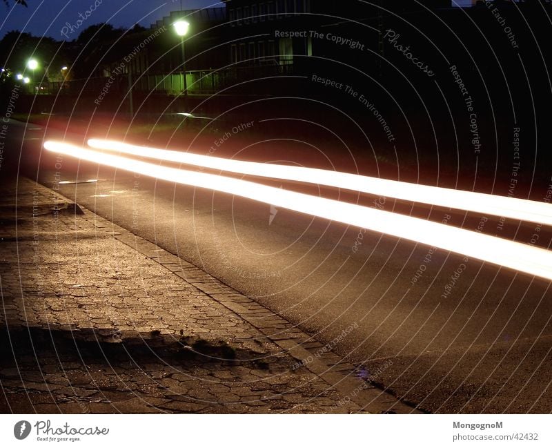 speed Night Long exposure Speed Light Strip of light Car Street